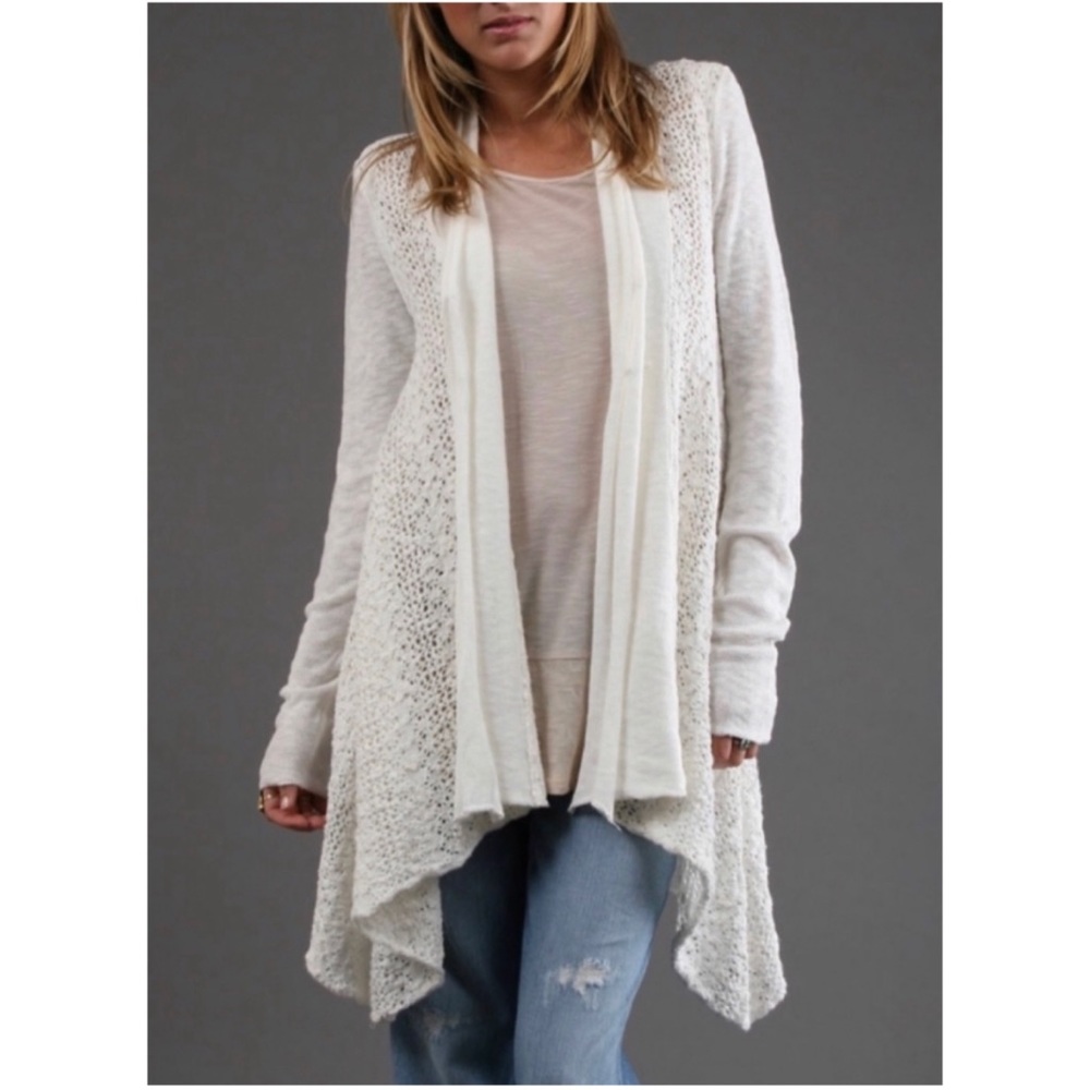 Free People, white crochet cardigan